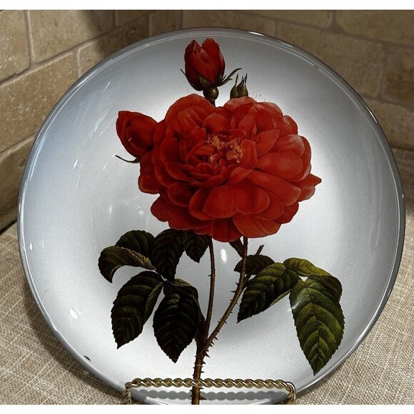 MBI Home Collection Decor Plate Red Roses Hand‎ Painted Accent Made In Italy 8" - Picture 1 of 7